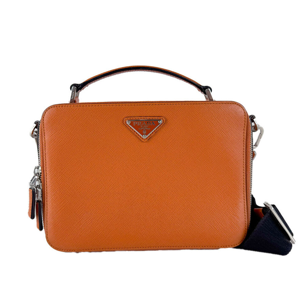 Prada PRADA Shoulder Bag Leather Orange Men's z10888